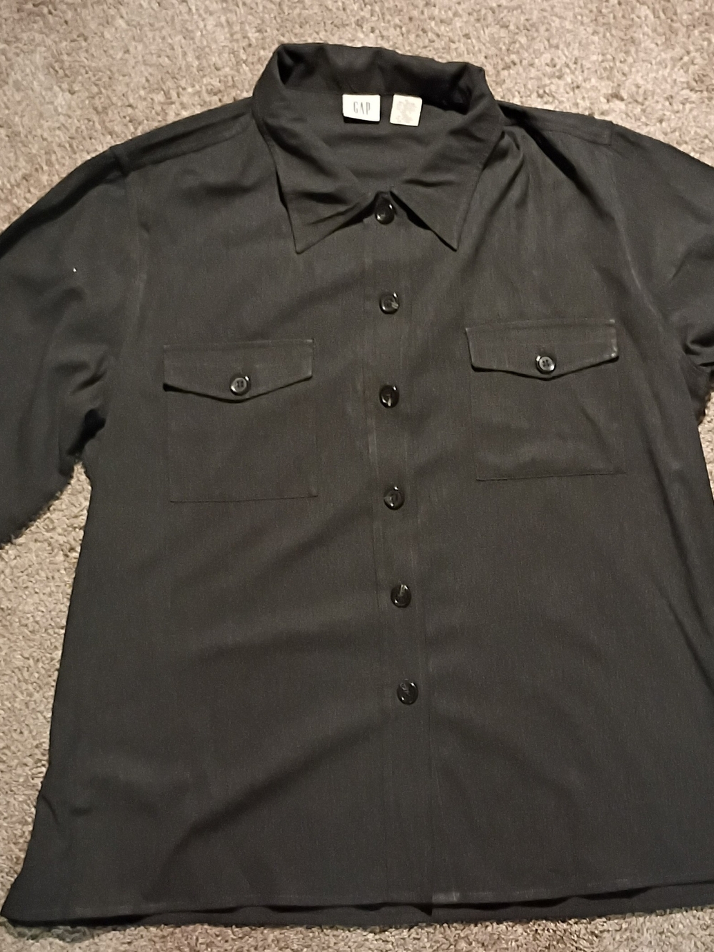 Gap Vintage Utility Workwear Shirt Gray Long Sleeve Button Down Size XL